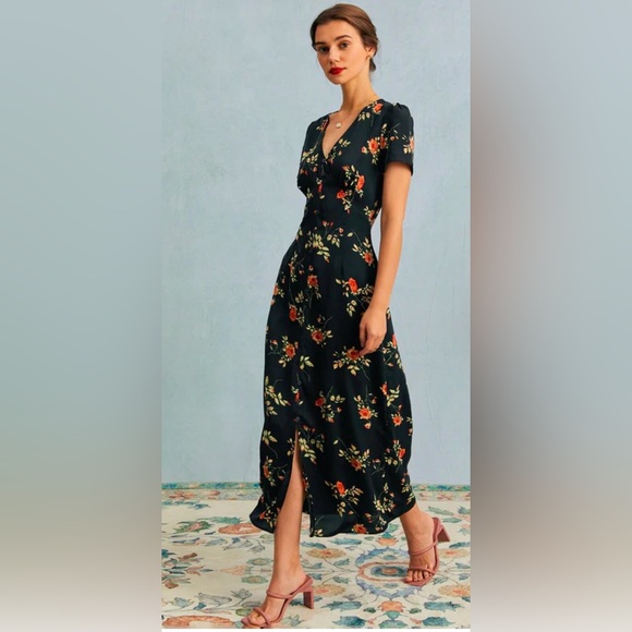 RIHOAS Black Floral Maxi Length Dress - Picture 1 of 6